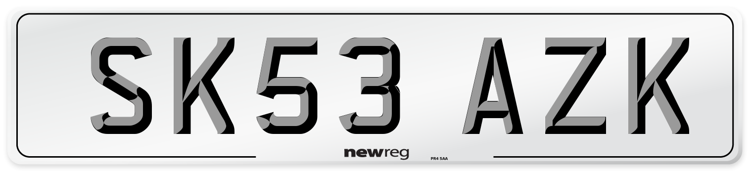 SK53 AZK Number Plate from New Reg